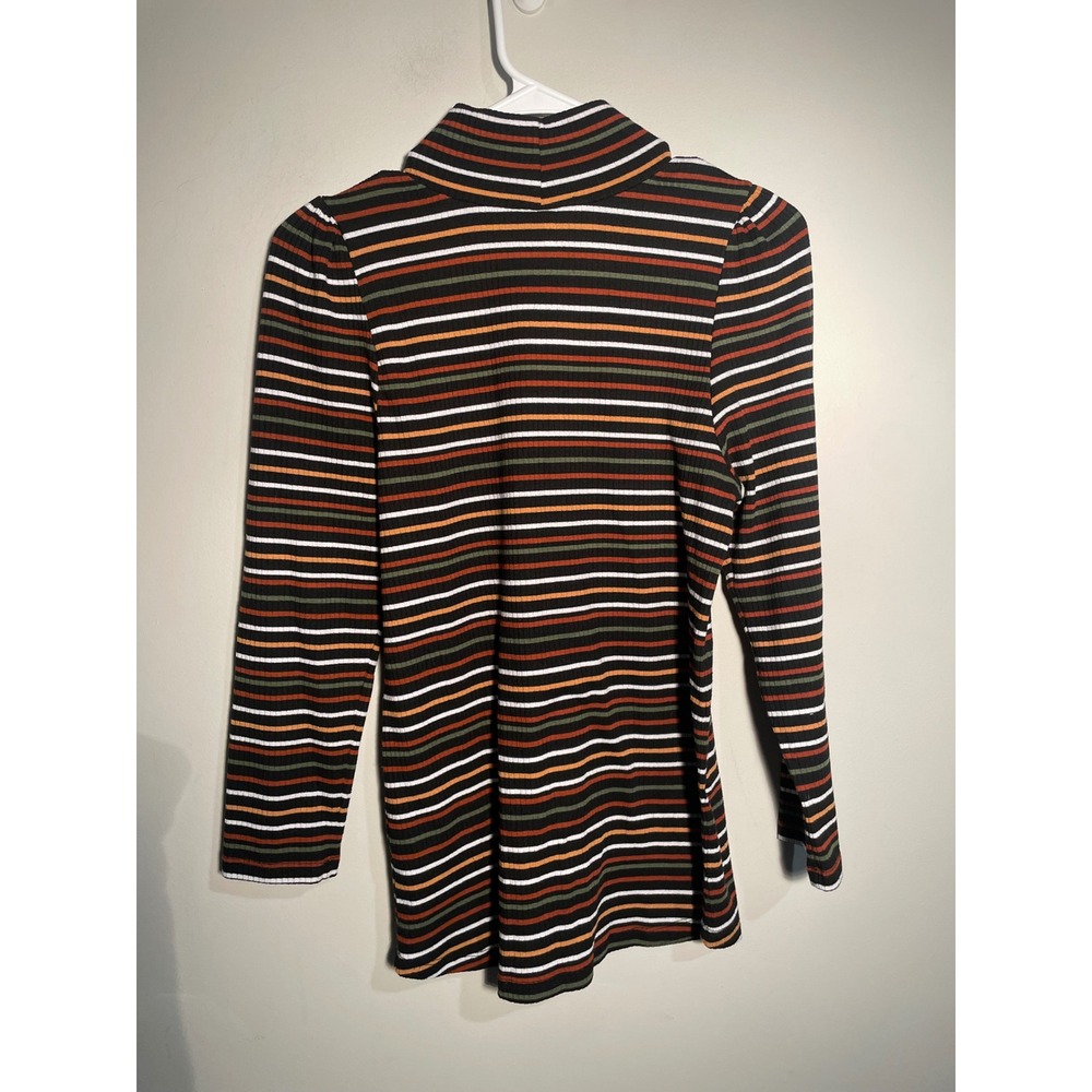 Free People I'm‎ Cute Turtleneck Striped Ribbed Top Size Large Classic Casual - Picture 4 of 9